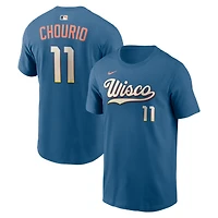 Men's Nike Jackson Chourio Mineral Blue Milwaukee Brewers City Connect Name & Number T-Shirt