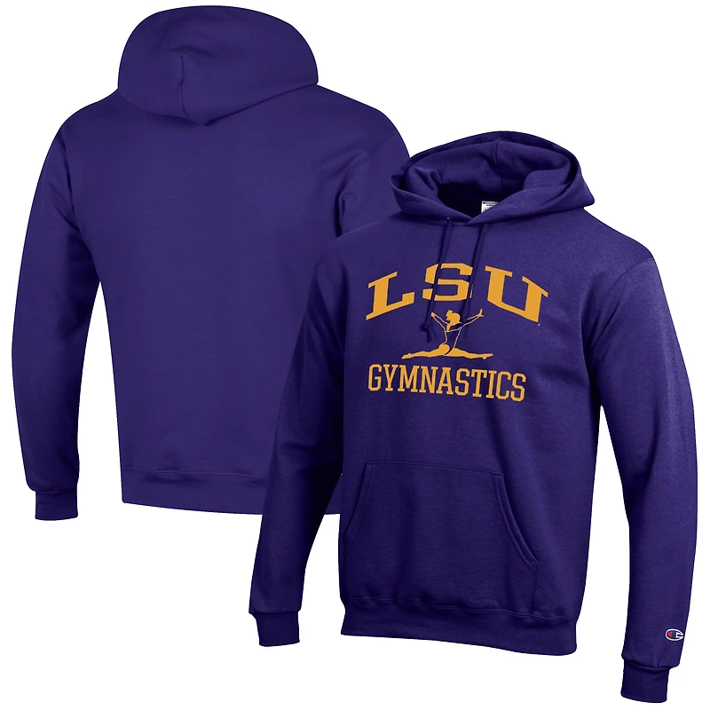 Men's Champion Purple LSU Tigers Gymnastics Icon Powerblend Pullover Hoodie