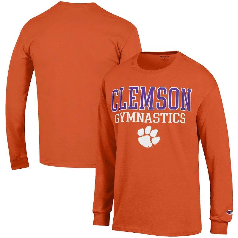 Men's Champion  Orange Clemson Tigers Gymnastics Stack Long Sleeve T-Shirt