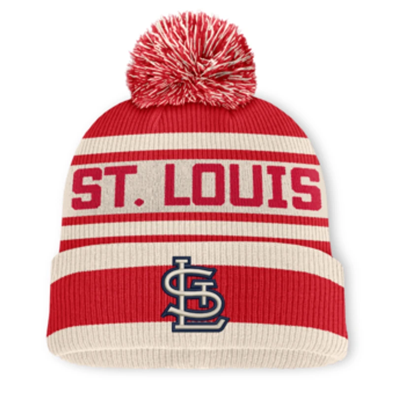 Men's Fanatics Red St. Louis Cardinals Tape Measure Cuffed Knit Hat with Pom