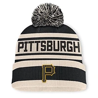 Men's Fanatics Black Pittsburgh Pirates Tape Measure Cuffed Knit Hat with Pom