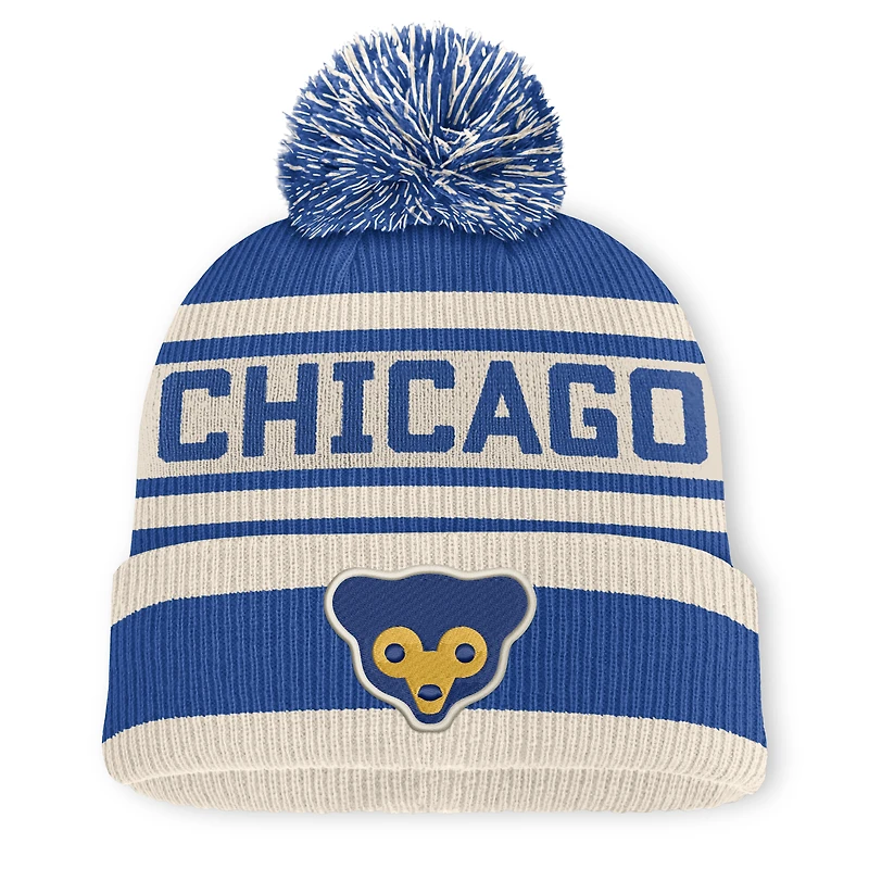 Men's Fanatics Royal Chicago Cubs Tape Measure Cuffed Knit Hat with Pom