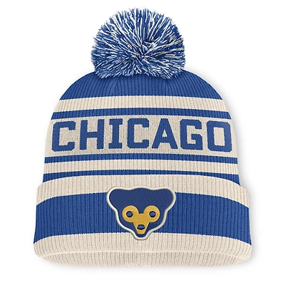 Men's Fanatics Royal Chicago Cubs Tape Measure Cuffed Knit Hat with Pom