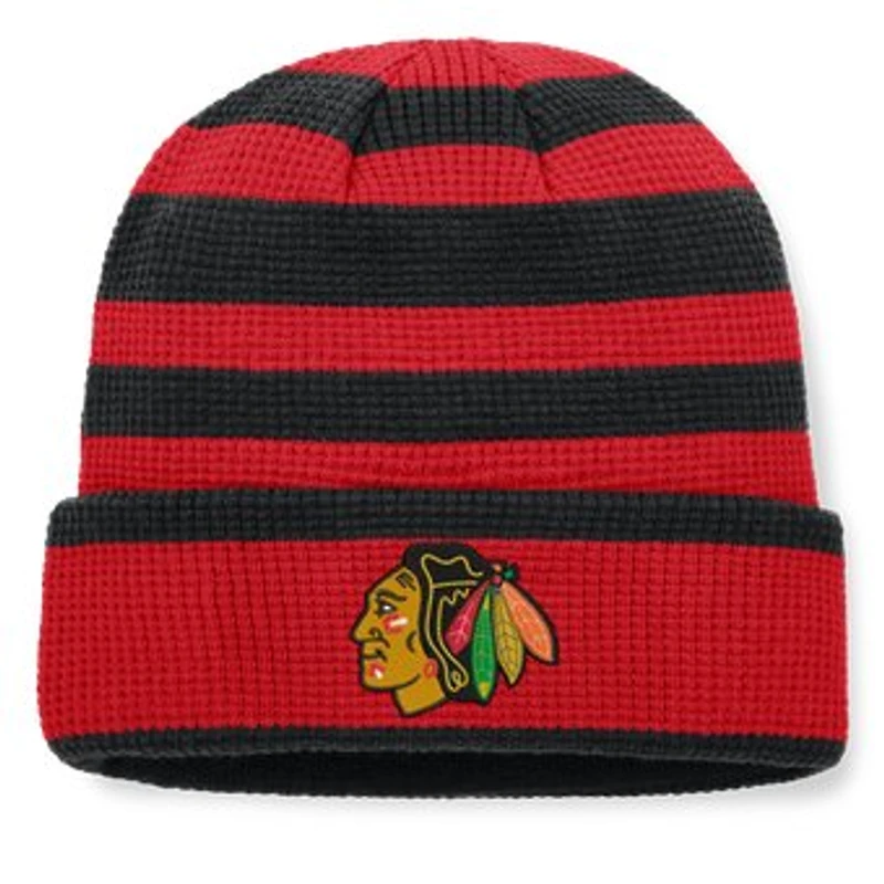 Men's Fanatics Red/Black Chicago Blackhawks Fundamental Steady Cuffed Knit Hat