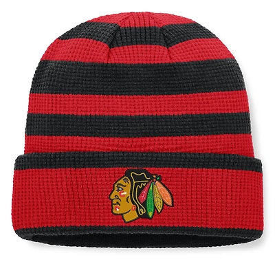Men's Fanatics Red/Black Chicago Blackhawks Fundamental Steady Cuffed Knit Hat