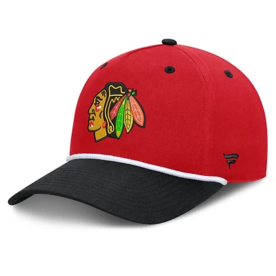 Men's Fanatics Red/Black Chicago Blackhawks Fundamental Power Play A-Frame Adjustable Hat