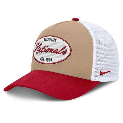 Men's Nike  Khaki/Red Washington Nationals Rise A-Frame Trucker Adjustable Hat