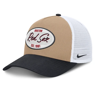 Men's Nike  Khaki/Navy Boston Red Sox Rise A-Frame Trucker Adjustable Hat