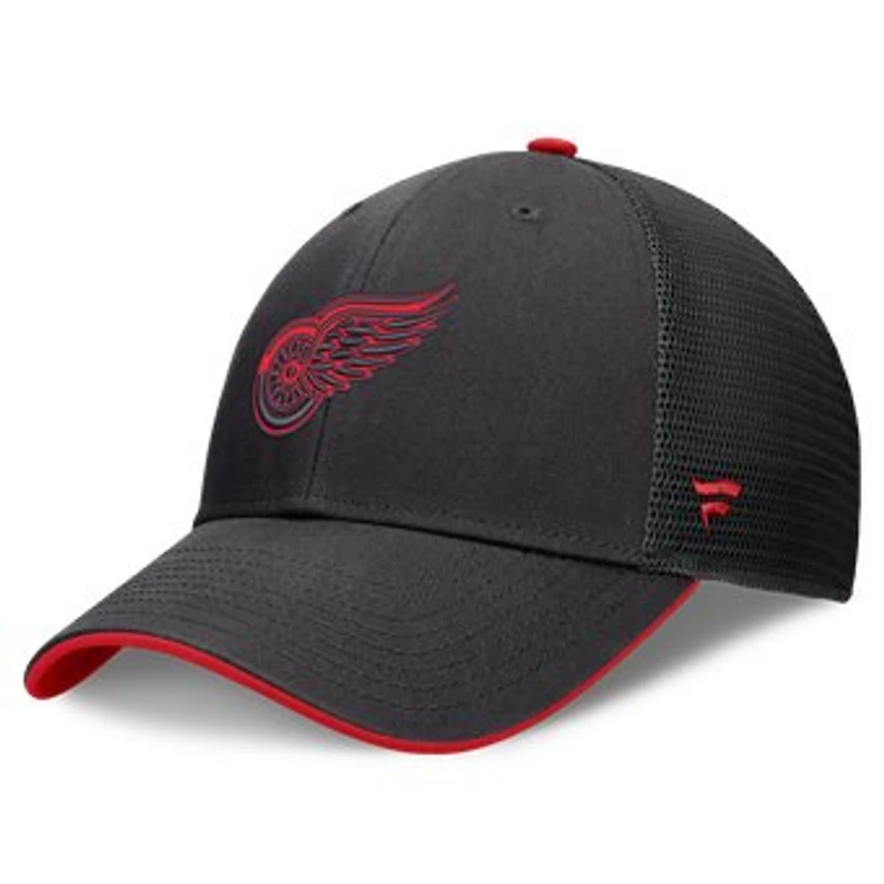 Men's Fanatics Black Detroit Red Wings Fundamental Limits Trucker Adjustable Hat