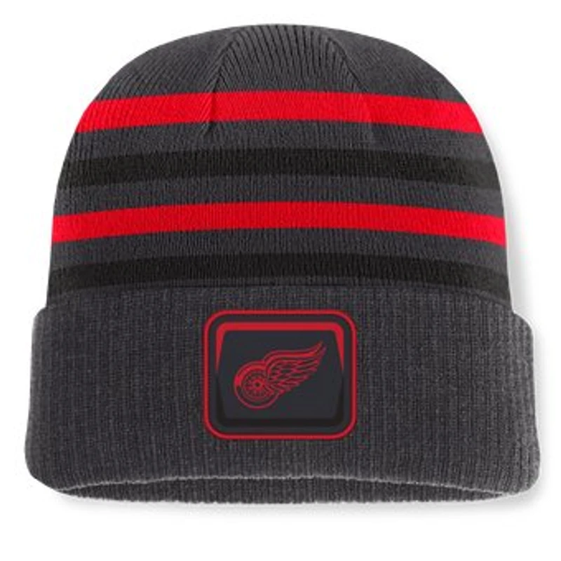 Men's Fanatics Black Detroit Red Wings Knurly Stripe Cuffed Knit Hat