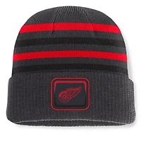 Men's Fanatics Black Detroit Red Wings Knurly Stripe Cuffed Knit Hat