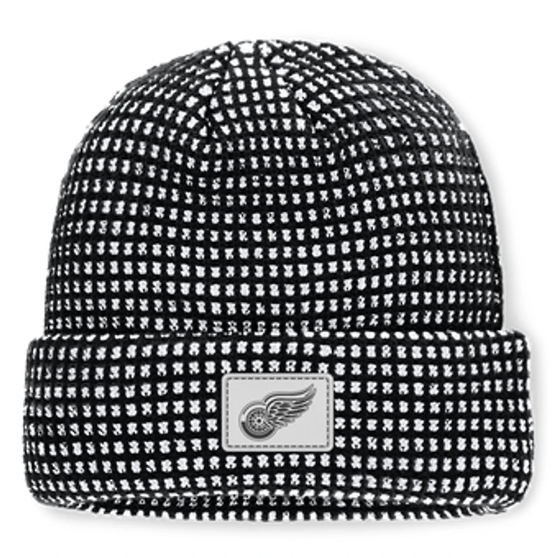 Men's Fanatics Black Detroit Red Wings Fundamental Scheme Ribbed Cuffed Knit Hat