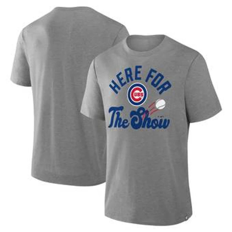 Men's Fanatics Heather Gray Chicago Cubs Nostalgia Tri-Blend T-Shirt
