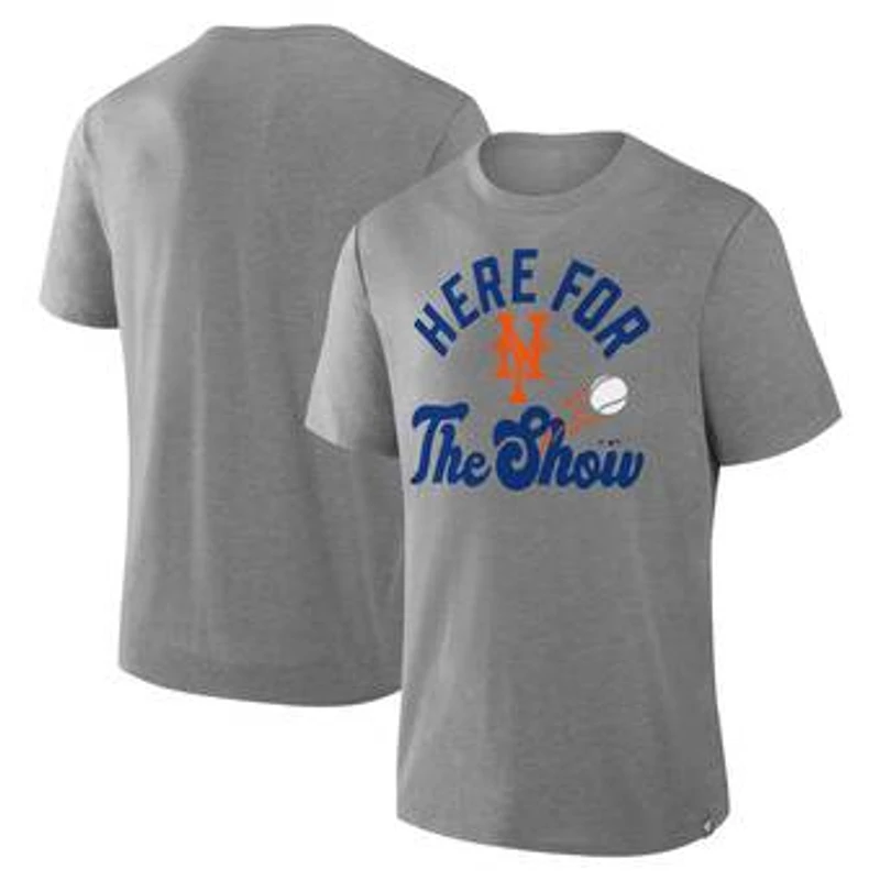 Men's Fanatics Heather Gray New York Mets Nostalgia Tri-Blend T-Shirt