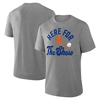 Men's Fanatics Heather Gray New York Mets Nostalgia Tri-Blend T-Shirt