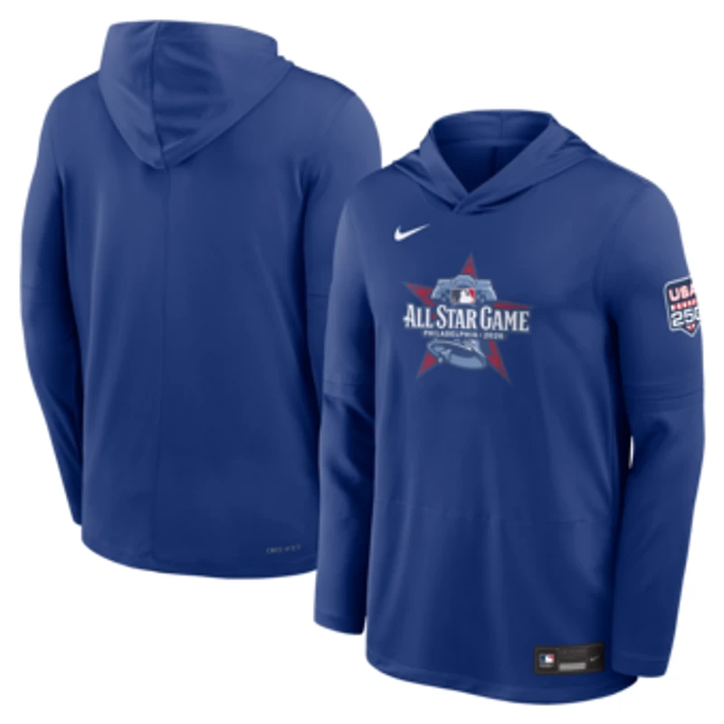 Men's Nike Royal 2026 MLB All-Star Game Authentic Collection Dri-FIT Long Sleeve Hooded T-Shirt