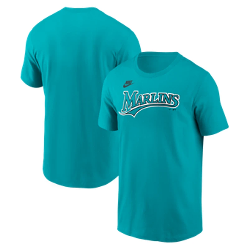 Men's Nike Teal Florida Marlins Cooperstown Wordmark T-Shirt