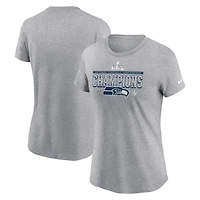 Women's Nike  Heather Gray Seattle Seahawks 2025 NFC Champions Locker Room Trophy Collection T-Shirt