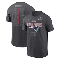 Men's Nike Anthracite New England Patriots 2025 AFC Champions Roster T-Shirt