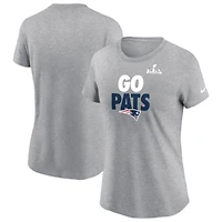 Women's Nike  Heather Gray New England Patriots Super Bowl LX Local T-Shirt