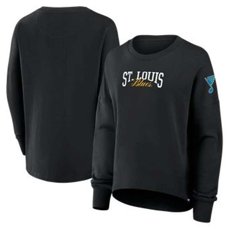 Women's Fanatics Black St. Louis Blues Oversized Foundation Script Sweatshirt