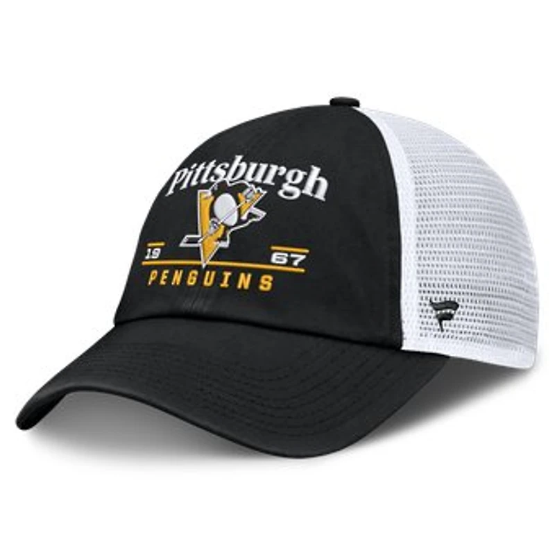 Men's Fanatics Black Pittsburgh Penguins Fundamental Underline Trucker Adjustable Hat