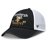 Men's Fanatics Black Pittsburgh Penguins Fundamental Underline Trucker Adjustable Hat