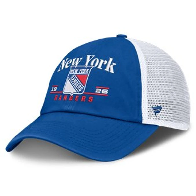 Men's Fanatics Royal New York Rangers Fundamental Underline Trucker Adjustable Hat