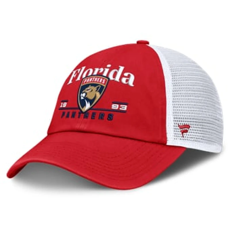 Men's Fanatics Red Florida Panthers Fundamental Underline Trucker Adjustable Hat