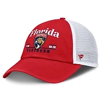 Men's Fanatics Red Florida Panthers Fundamental Underline Trucker Adjustable Hat