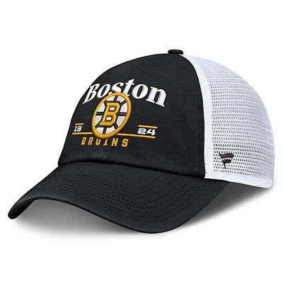 Men's Fanatics Black Boston Bruins Fundamental Underline Trucker Adjustable Hat