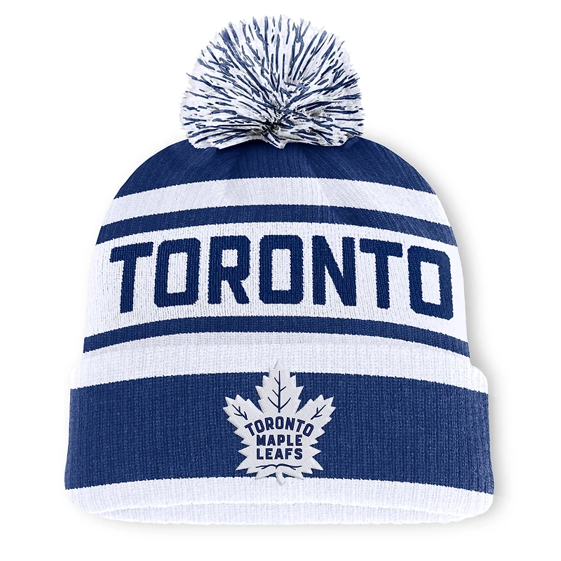 Men's Fanatics Blue/White Toronto Maple Leafs Fundamental Cuffed Knit Hat with Pom