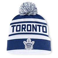 Men's Fanatics Blue/White Toronto Maple Leafs Fundamental Cuffed Knit Hat with Pom