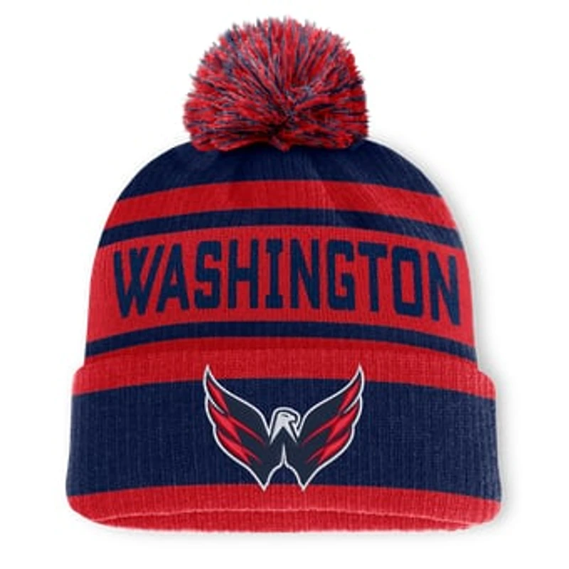 Men's Fanatics Navy/Red Washington Capitals Fundamental Cuffed Knit Hat with Pom