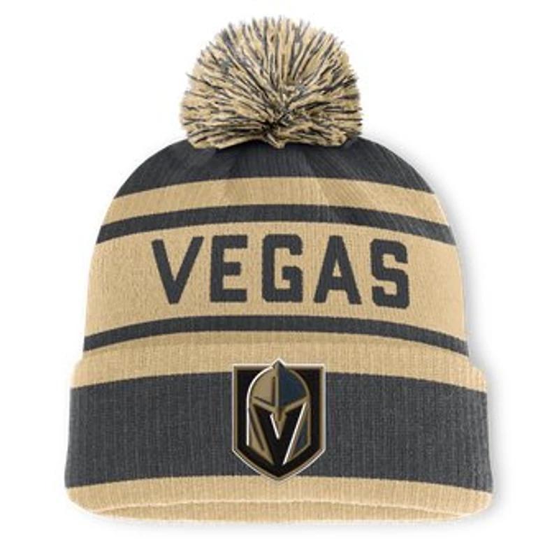 Men's Fanatics Charcoal/Gold Vegas Golden Knights Fundamental Cuffed Knit Hat with Pom