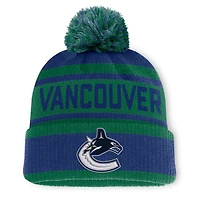 Men's Fanatics Blue/Green Vancouver Canucks Fundamental Cuffed Knit Hat with Pom