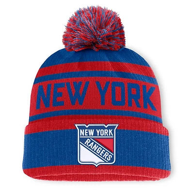 Men's Fanatics Blue/Red New York Rangers Fundamental Cuffed Knit Hat with Pom