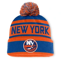 Men's Fanatics Royal/Orange New York Islanders Fundamental Cuffed Knit Hat with Pom
