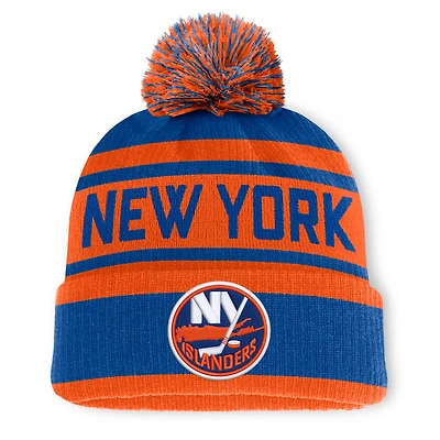 Men's Fanatics Royal/Orange New York Islanders Fundamental Cuffed Knit Hat with Pom