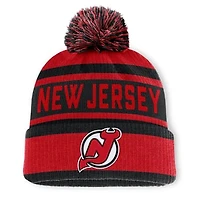 Men's Fanatics Red/Black New Jersey Devils Fundamental Cuffed Knit Hat with Pom