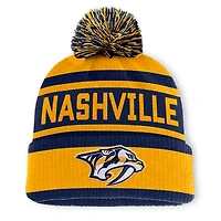 Men's Fanatics Gold/Navy Nashville Predators Fundamental Cuffed Knit Hat with Pom