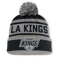 Men's Fanatics Black/Silver Los Angeles Kings Fundamental Cuffed Knit Hat with Pom