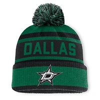 Men's Fanatics Green/Black Dallas Stars Fundamental Cuffed Knit Hat with Pom