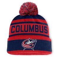 Men's Fanatics Navy/Red Columbus Blue Jackets Fundamental Cuffed Knit Hat with Pom