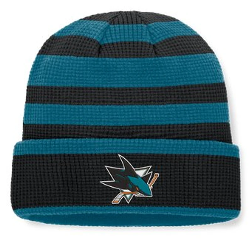 Men's Fanatics Black/Teal San Jose Sharks Fundamental Steady Cuffed Knit Hat