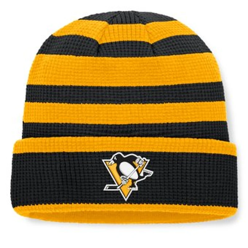 Men's Fanatics Black/Gold Pittsburgh Penguins Fundamental Steady Cuffed Knit Hat