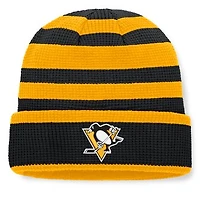 Men's Fanatics Black/Gold Pittsburgh Penguins Fundamental Steady Cuffed Knit Hat