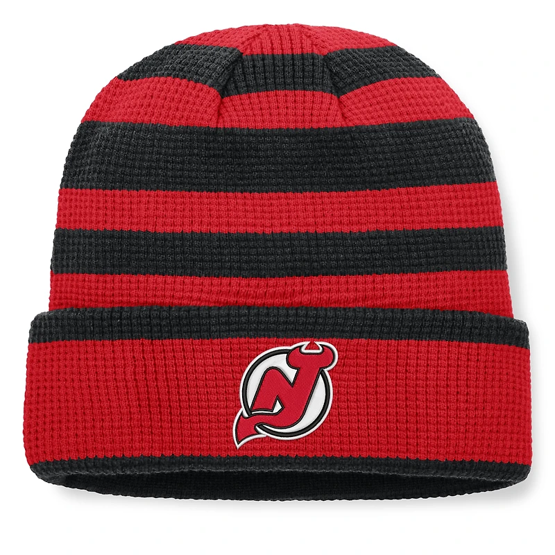 Men's Fanatics Red/Black New Jersey Devils Fundamental Steady Cuffed Knit Hat