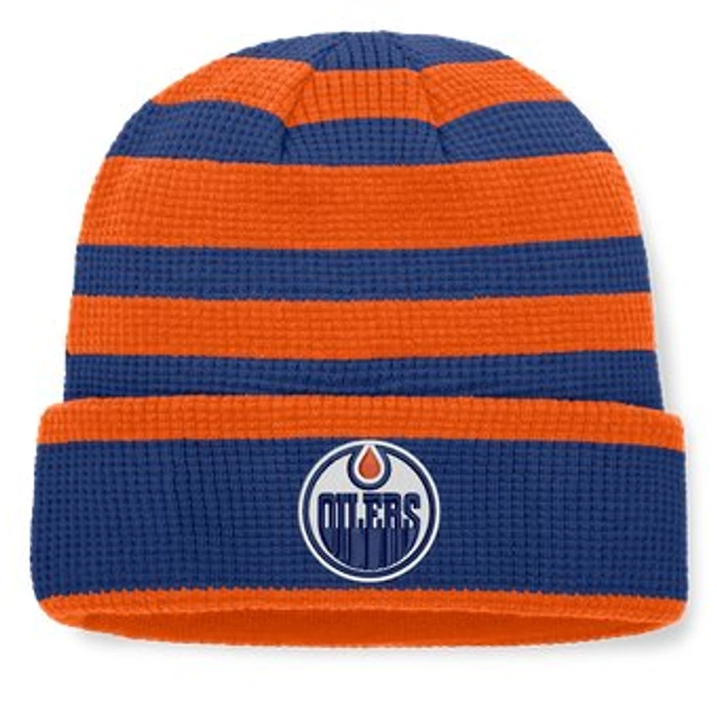 Men's Fanatics Royal/Orange Edmonton Oilers Fundamental Steady Cuffed Knit Hat