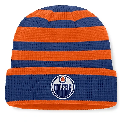 Men's Fanatics Royal/Orange Edmonton Oilers Fundamental Steady Cuffed Knit Hat